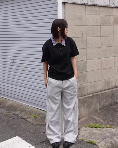 2ピースフロントショルダーラペルTシャツ K3143