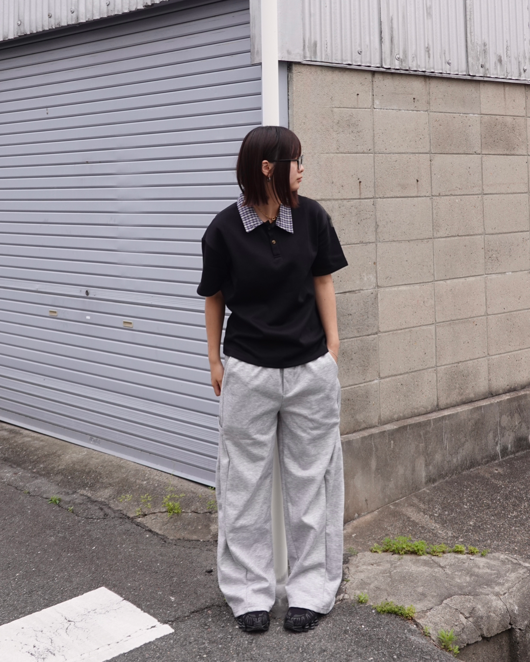 ボタンダウンプリーツスウェットパンツ K3156
