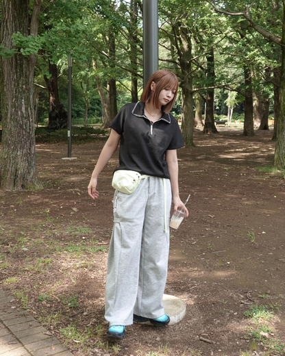 ボタンダウンプリーツスウェットパンツ K3156