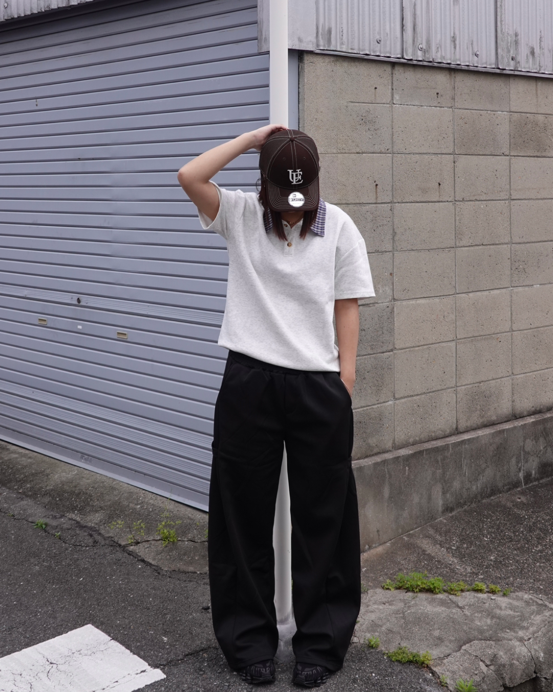 ボタンダウンプリーツスウェットパンツ K3156