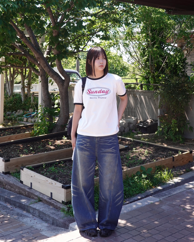 フィットグラフィックリンガーTシャツ K3187