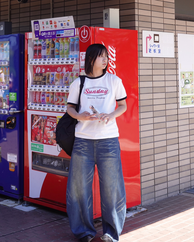 フィットグラフィックリンガーTシャツ K3187