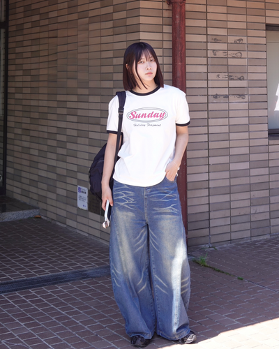 フィットグラフィックリンガーTシャツ K3187