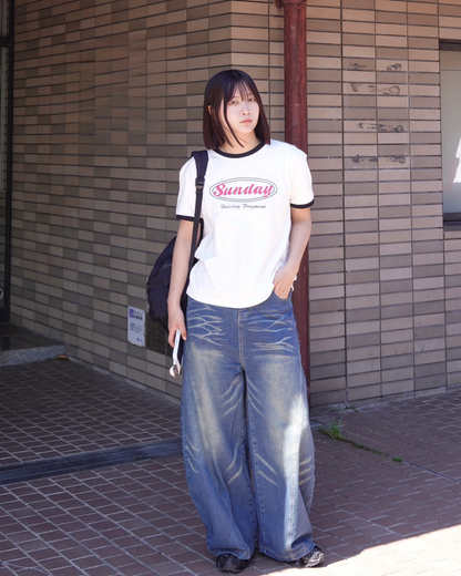 フィットグラフィックリンガーTシャツ K3187