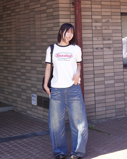 フィットグラフィックリンガーTシャツ K3187