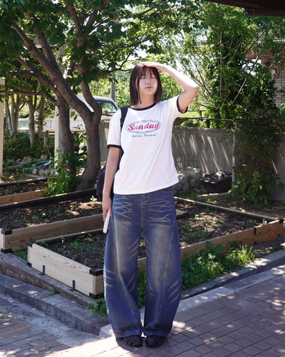 フィットグラフィックリンガーTシャツ K3187