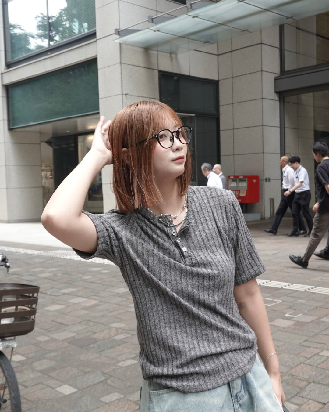 ヘンリーネックリブT K3277