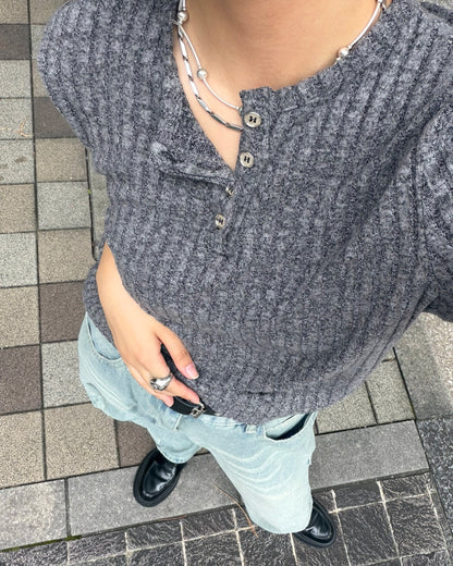 ヘンリーネックリブT K3277