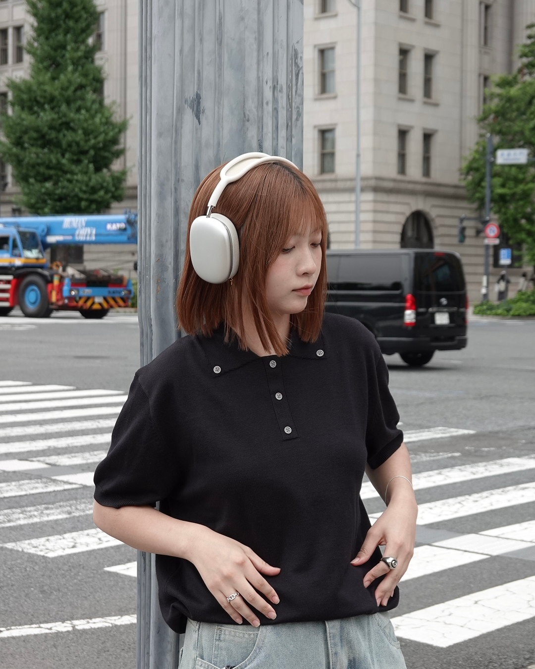 フロントボタン半袖ポロニット K3284