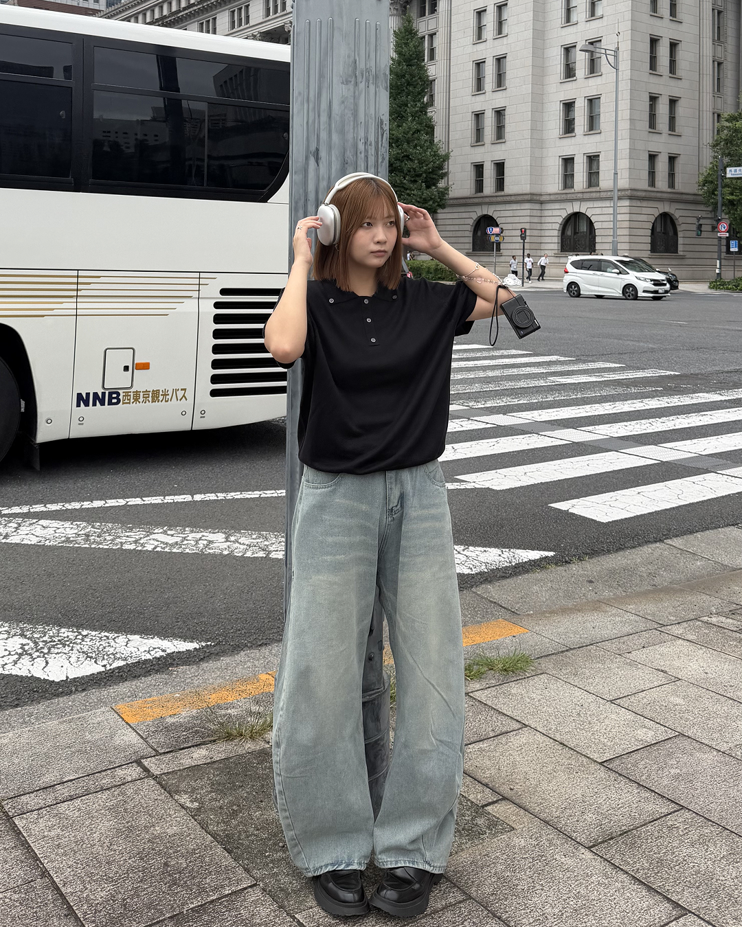 フロントボタン半袖ポロニット K3284