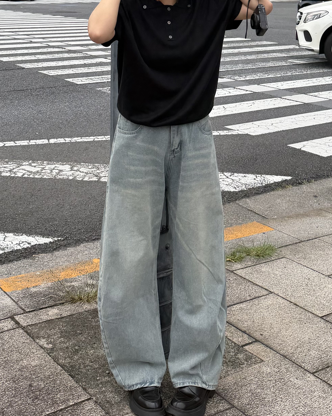 フロントボタン半袖ポロニット K3284