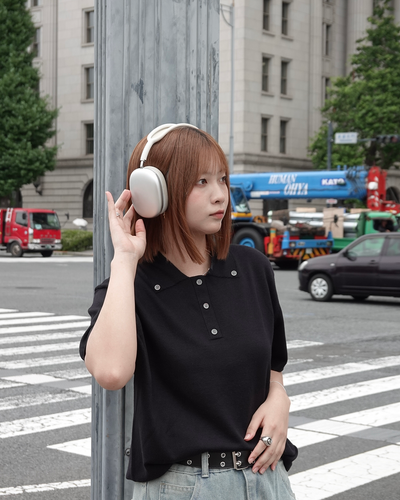 フロントボタン半袖ポロニット K3284