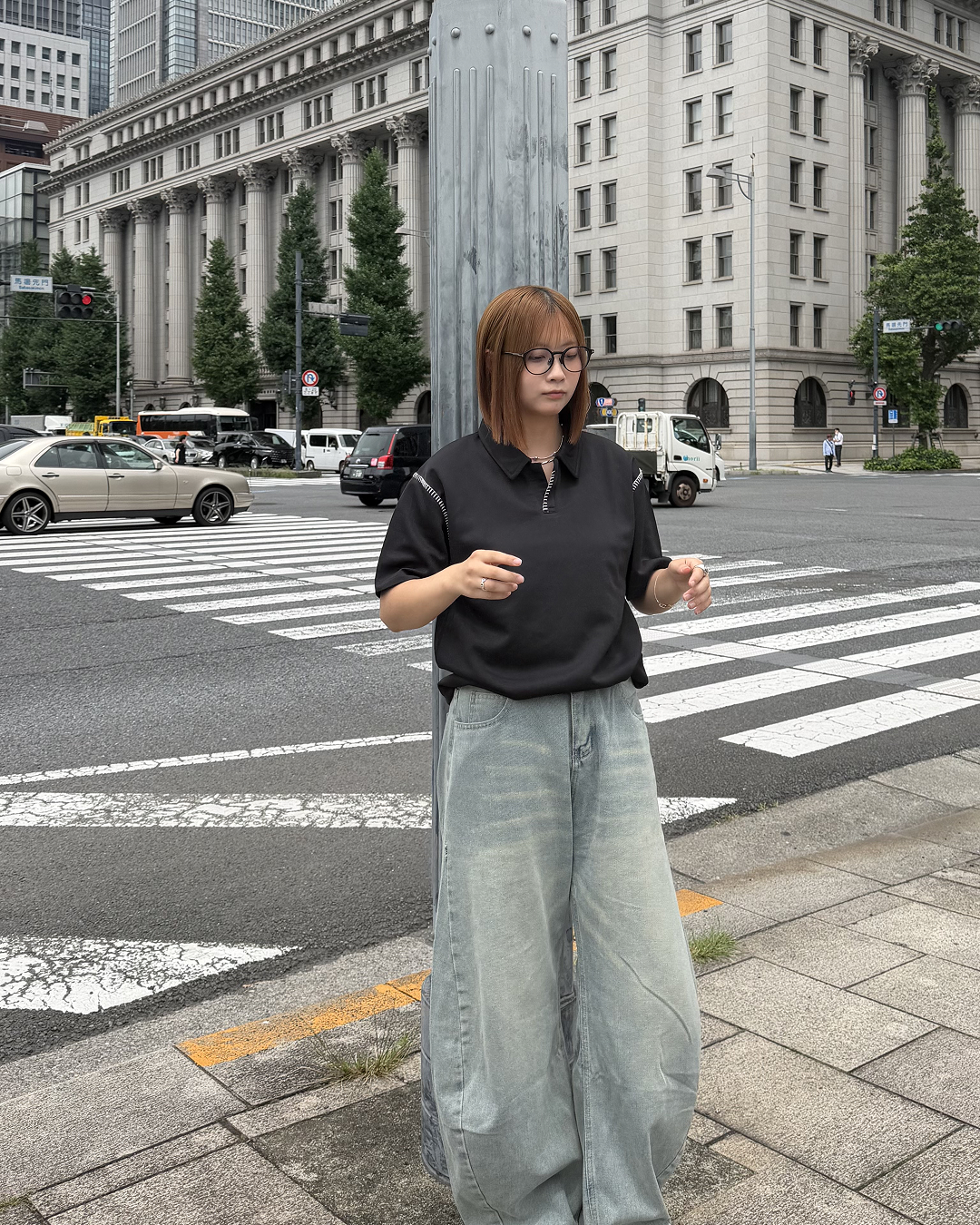 ハンドステッチポロネックTシャツ K3290