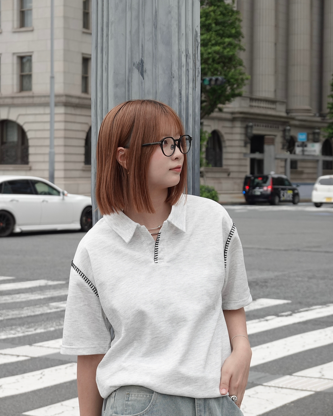 ハンドステッチポロネックTシャツ K3290