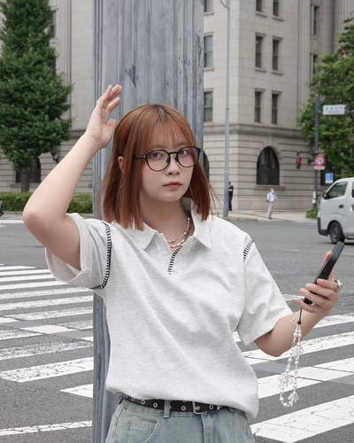 ハンドステッチポロネックTシャツ K3290