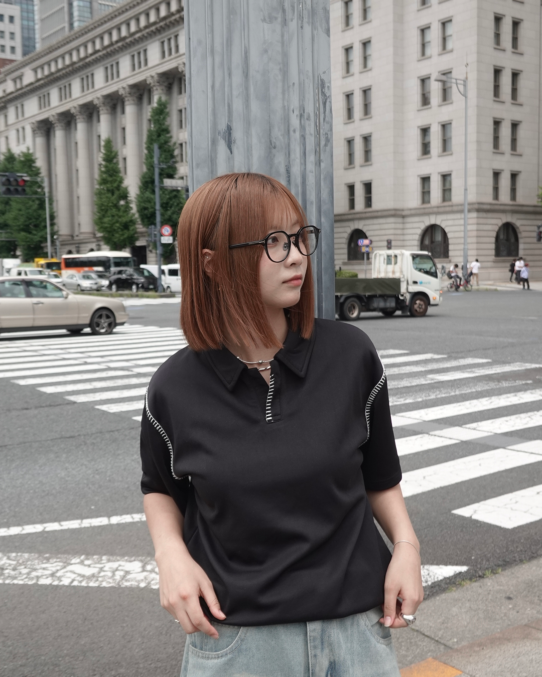 ハンドステッチポロネックTシャツ K3290