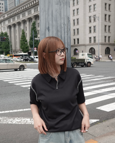 ハンドステッチポロネックTシャツ K3290