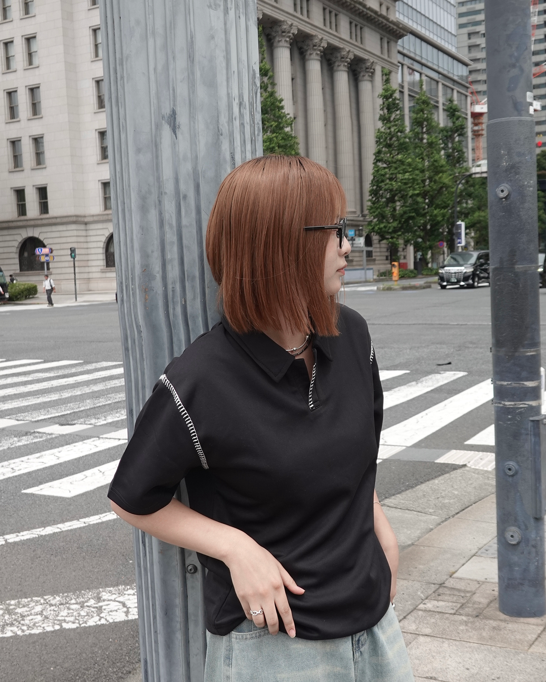 ハンドステッチポロネックTシャツ K3290