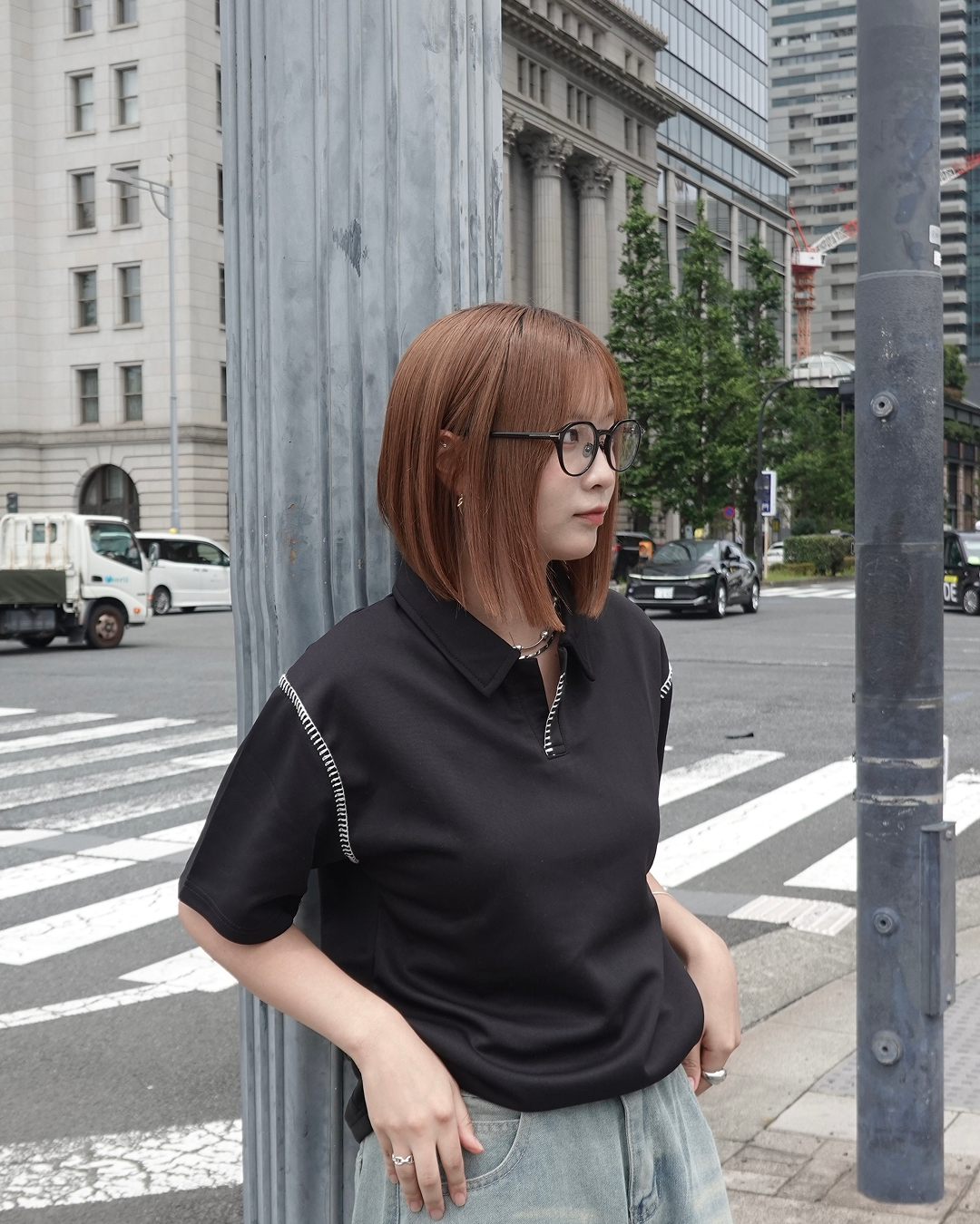 ハンドステッチポロネックTシャツ K3290