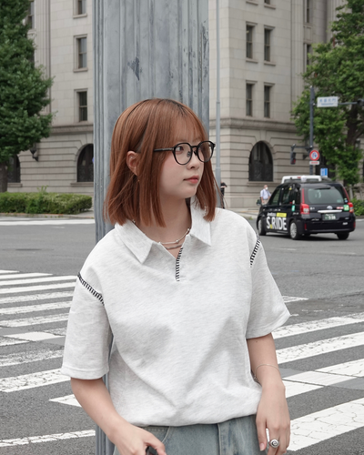 ハンドステッチポロネックTシャツ K3290