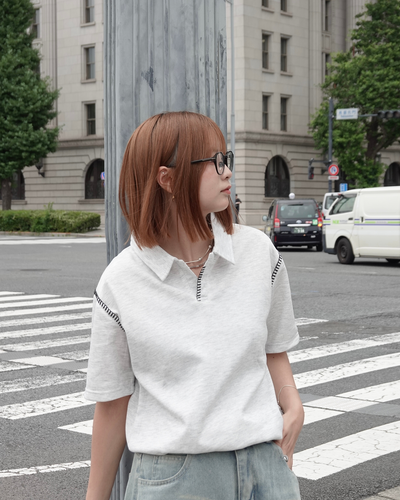 ハンドステッチポロネックTシャツ K3290