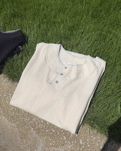 ヘンリーネックラインステッチTシャツ K3308