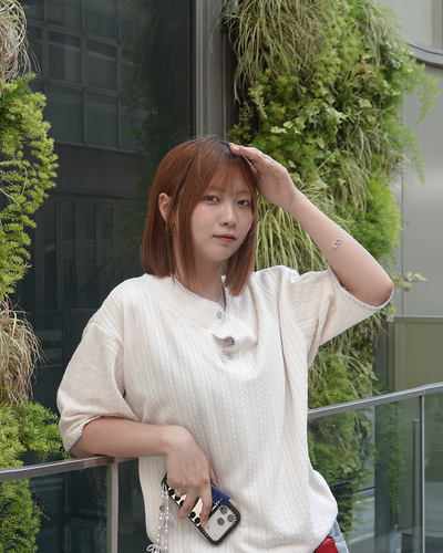 ヘンリーネックラインステッチTシャツ K3308