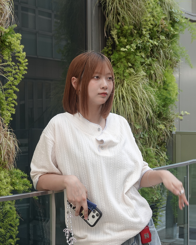 ヘンリーネックラインステッチTシャツ K3308