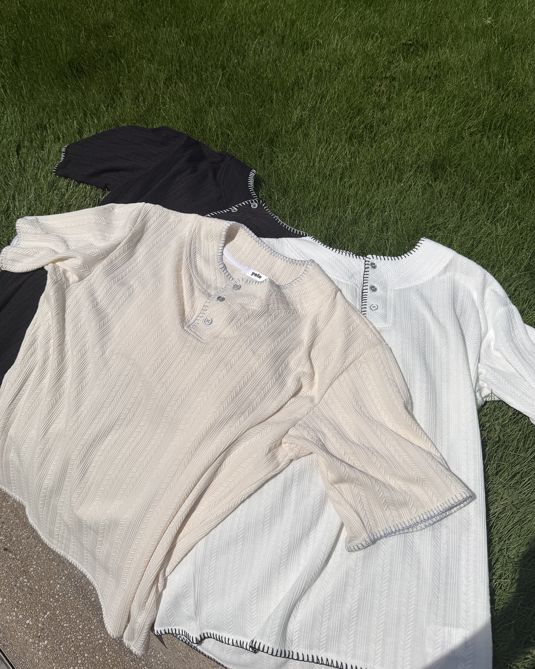 ヘンリーネックラインステッチTシャツ K3308