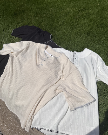 ヘンリーネックラインステッチTシャツ K3308
