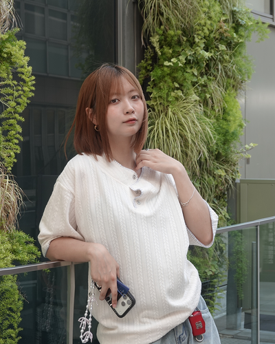 ヘンリーネックラインステッチTシャツ K3308