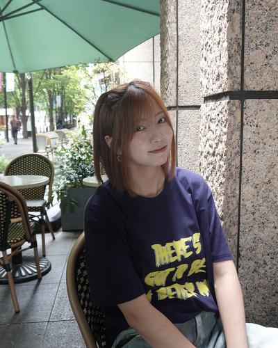 レタープリントラウンドネックTシャツ K3314