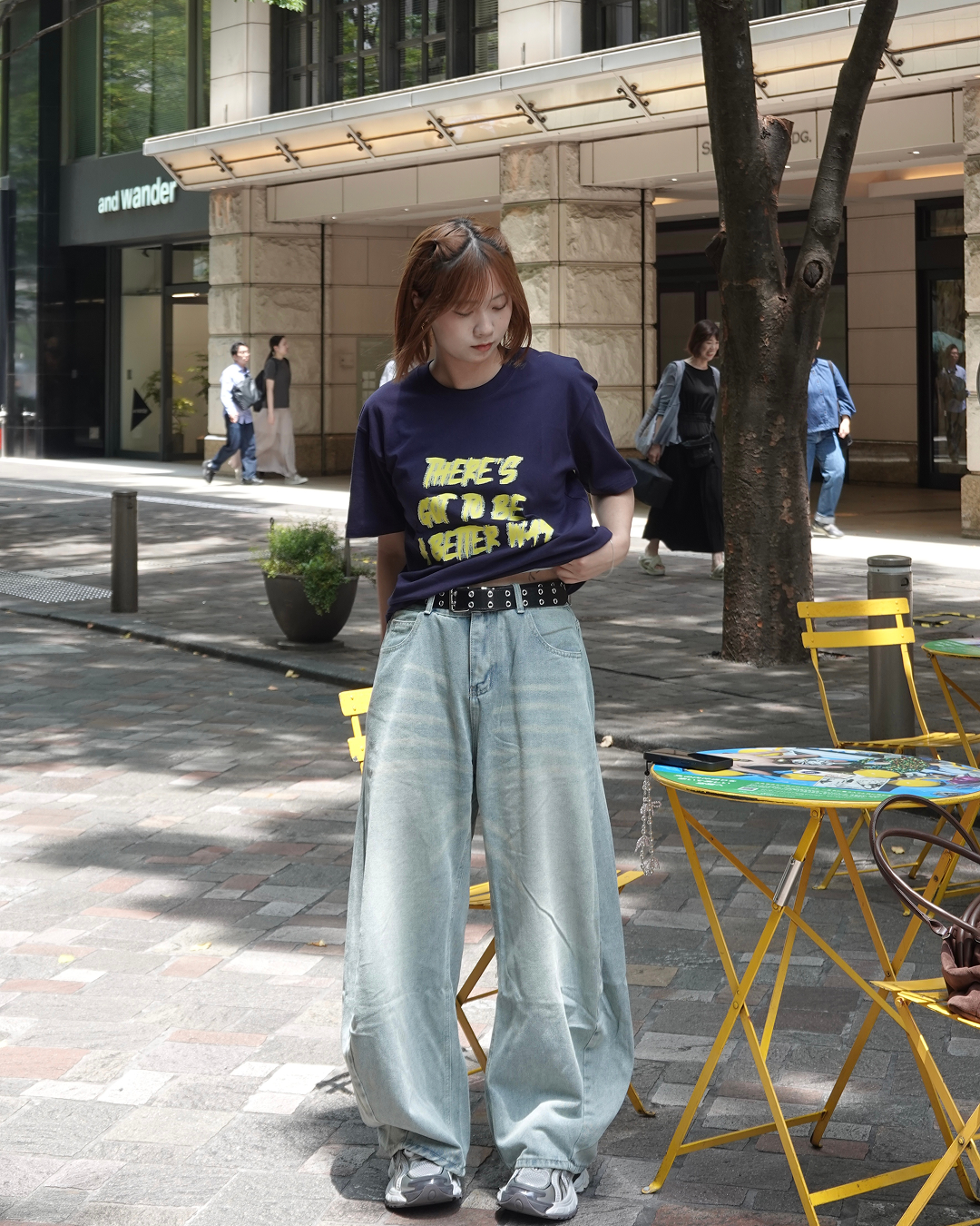 レタープリントラウンドネックTシャツ K3314