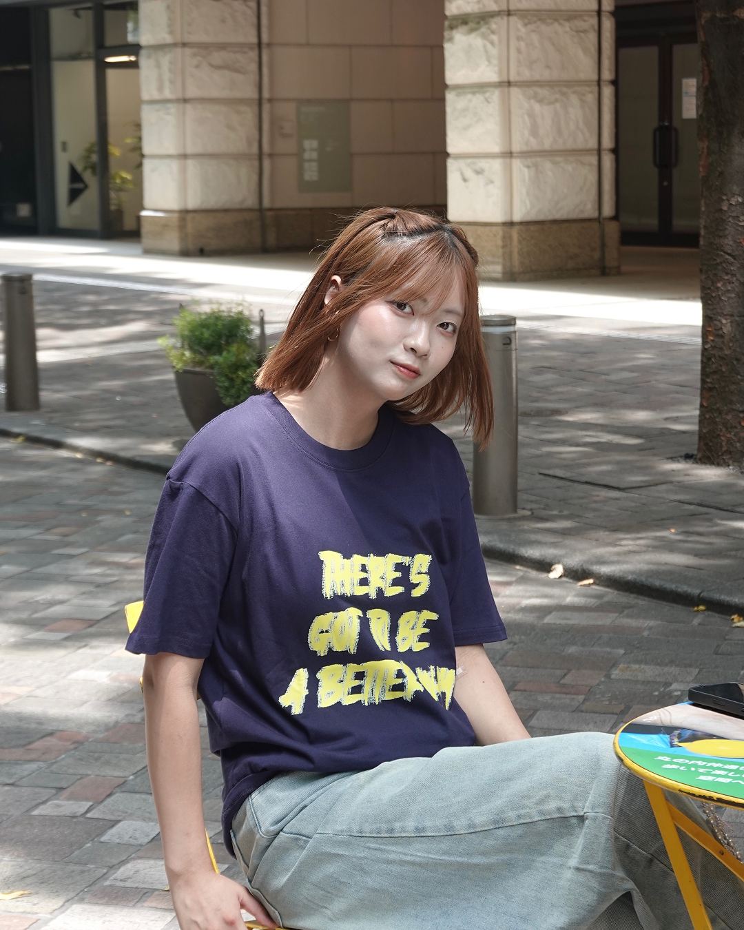 レタープリントラウンドネックTシャツ K3314