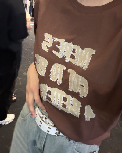 レタープリントラウンドネックTシャツ K3314