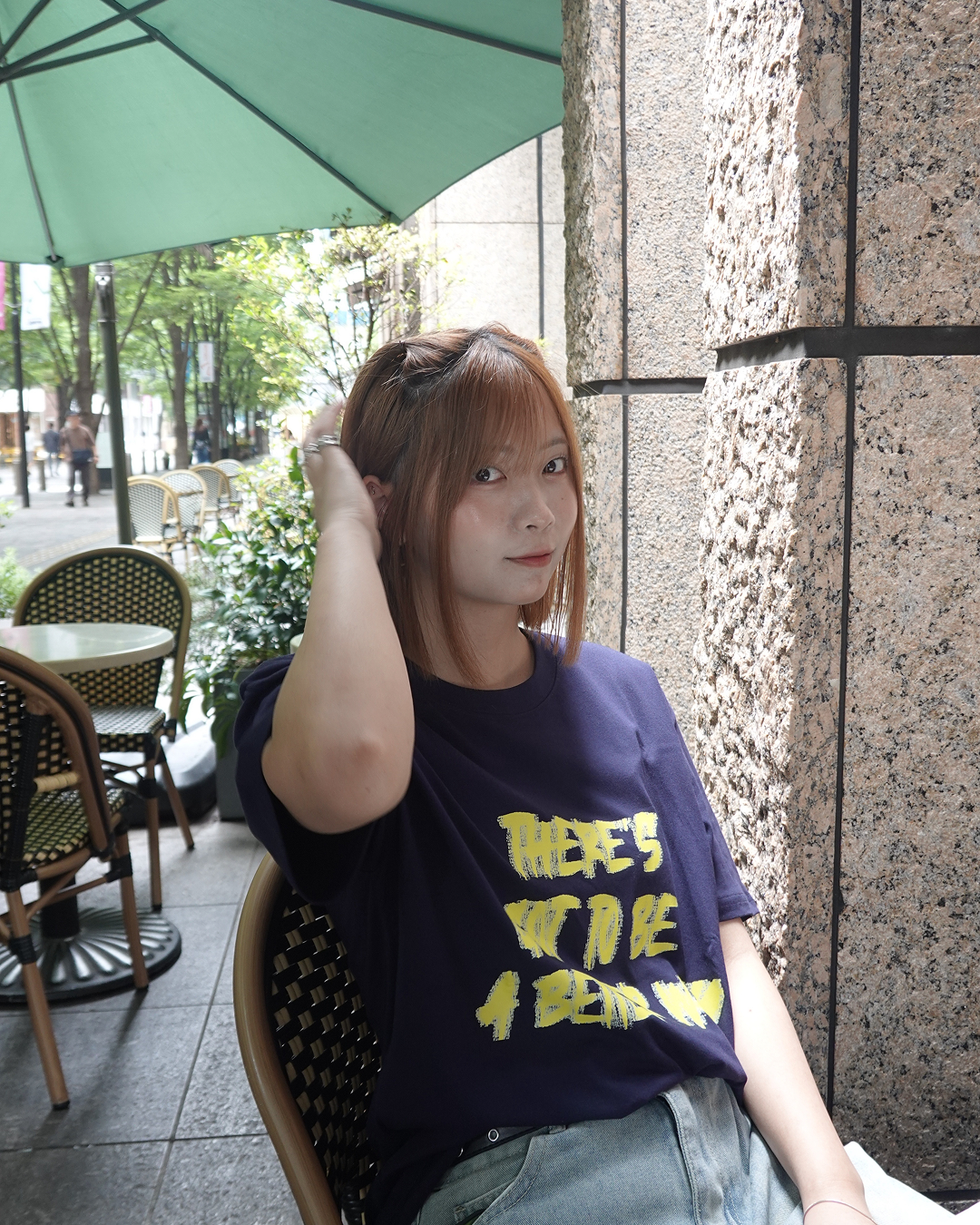 レタープリントラウンドネックTシャツ K3314