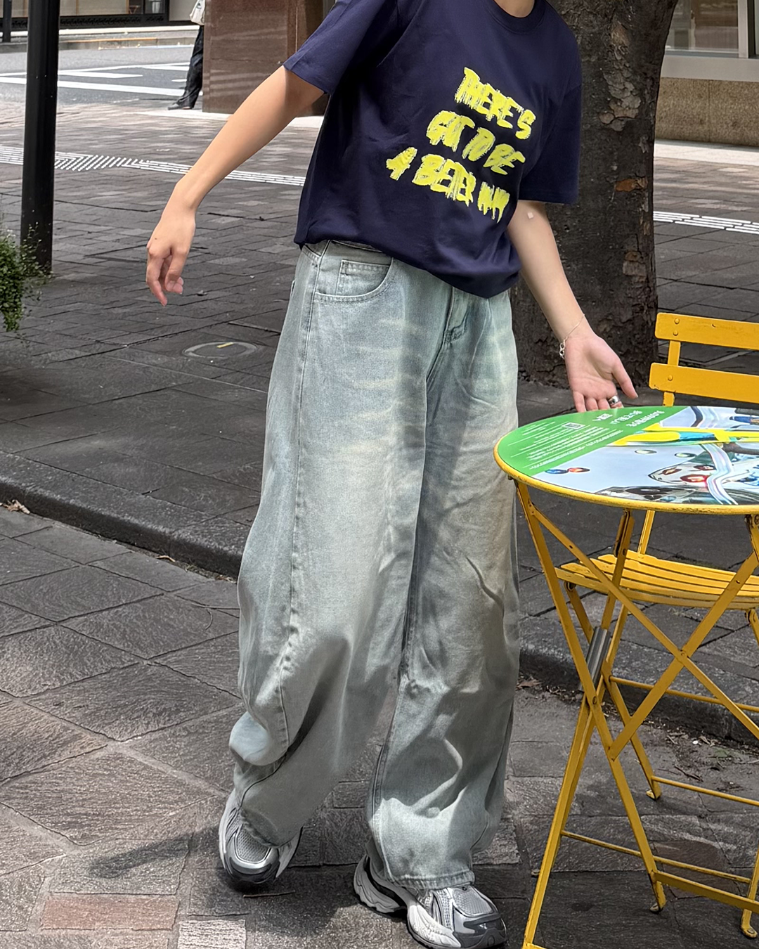レタープリントラウンドネックTシャツ K3314