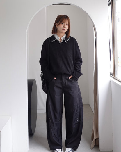 【再販】スタッズデザインワイドパンツ K0374