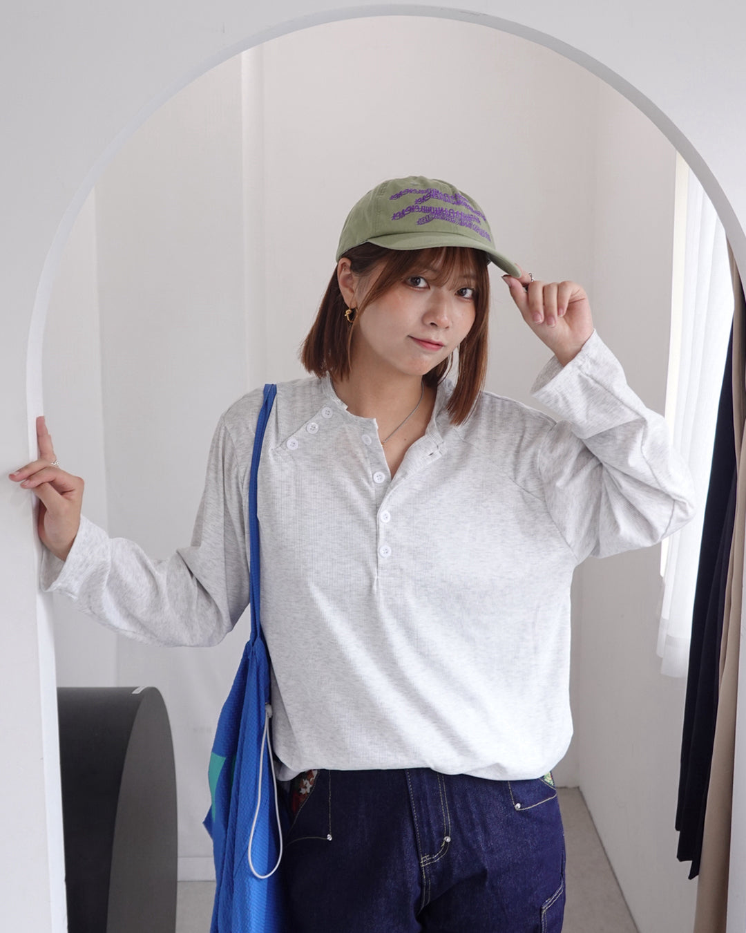 斜めボタンカジュアルサーマルロンT K3333