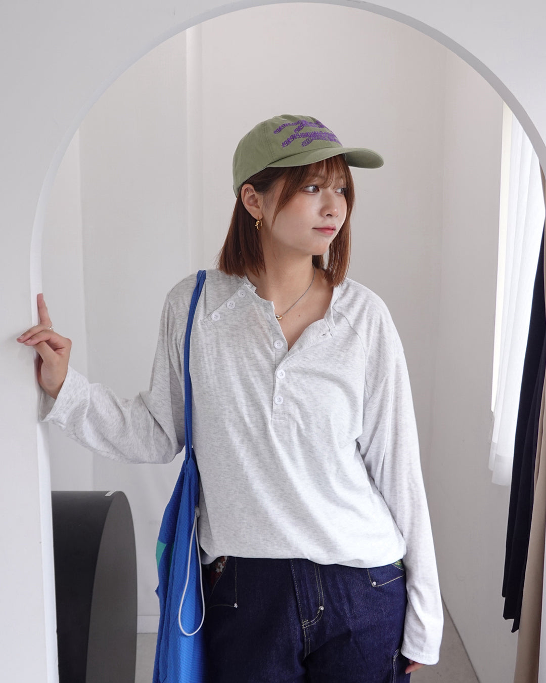 斜めボタンカジュアルサーマルロンT K3333