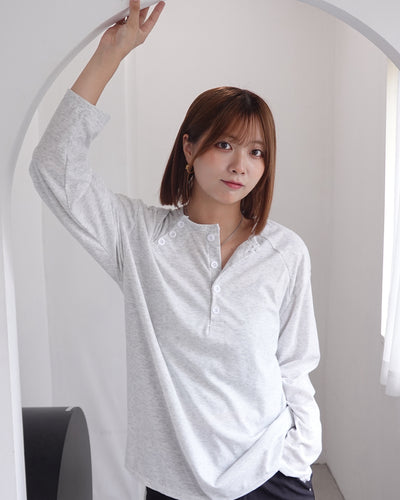 斜めボタンカジュアルサーマルロンT K3333