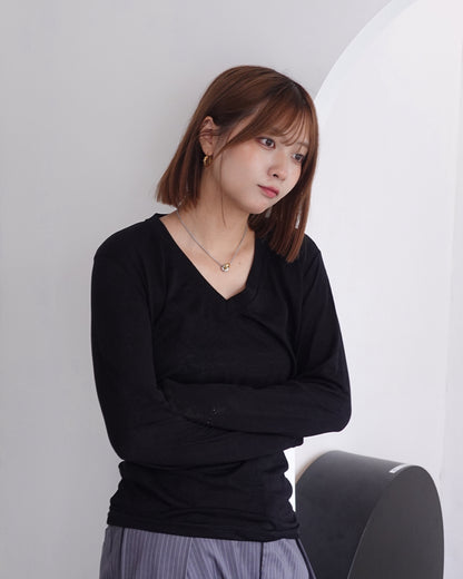 VネックシースルーロンT K3336