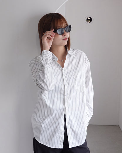シンプルストライプルーズシャツ K3355