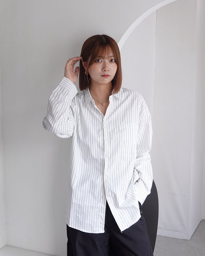 シンプルストライプルーズシャツ K3355