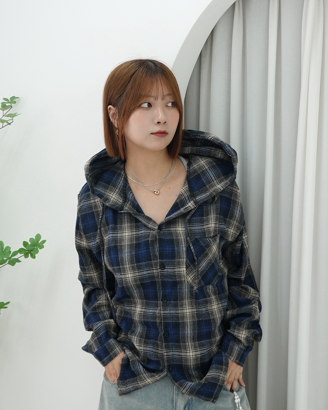カジュアルチェックシャツ K3444