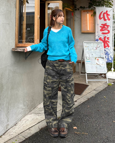Vネックルーズカラーニット K3508