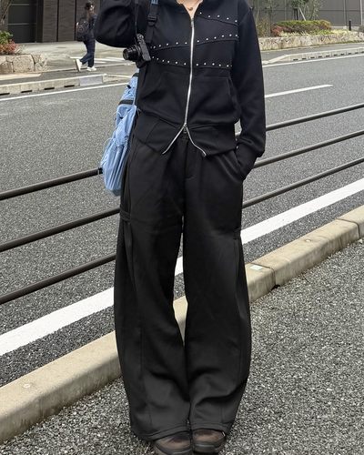 スタッズラインダブルジップパーカー K3583