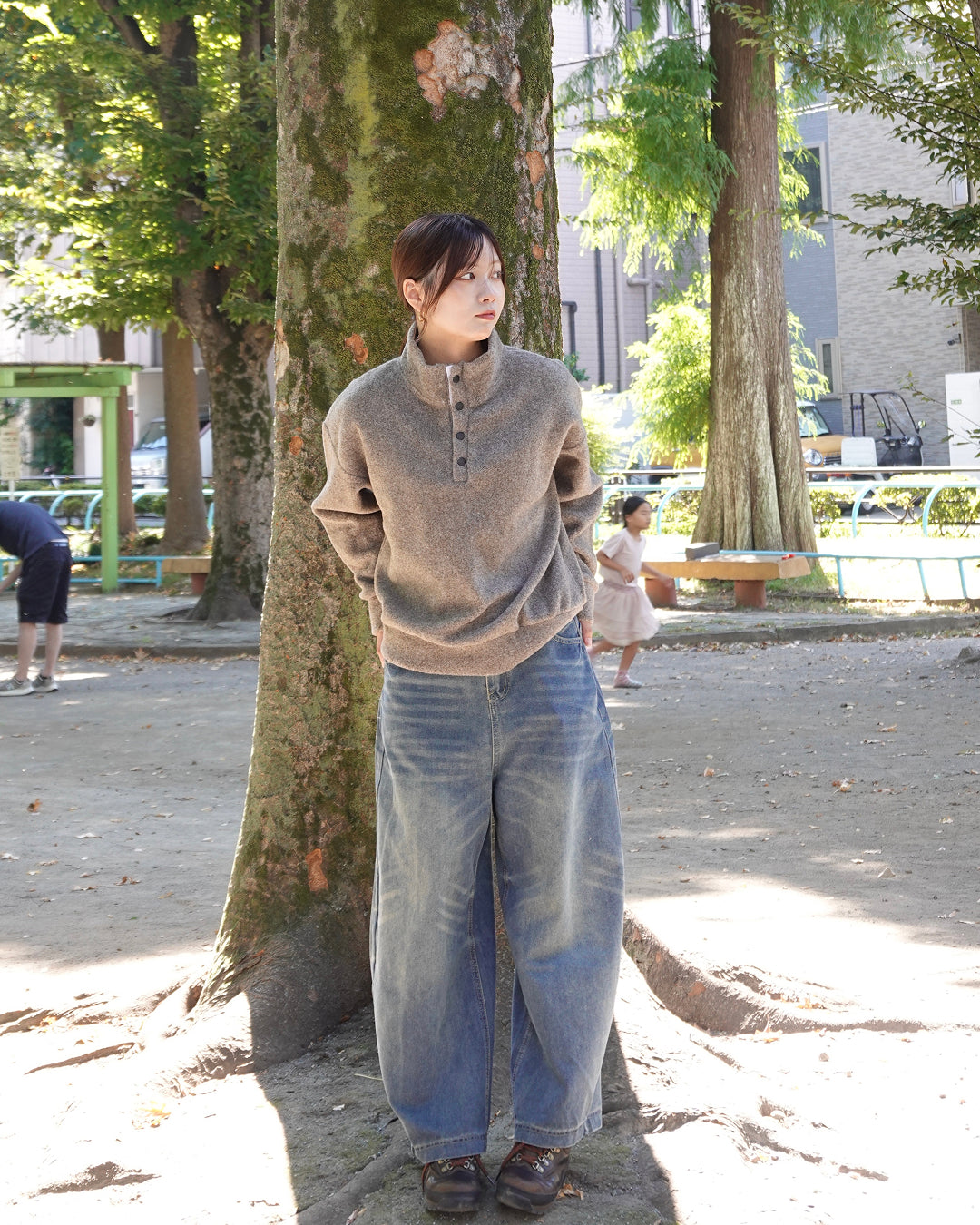 ハーフジップスタンドカラープルオーバー K3578