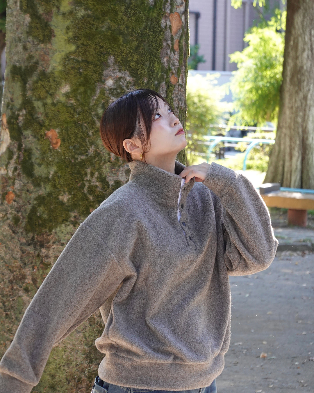 ハーフジップスタンドカラープルオーバー K3578
