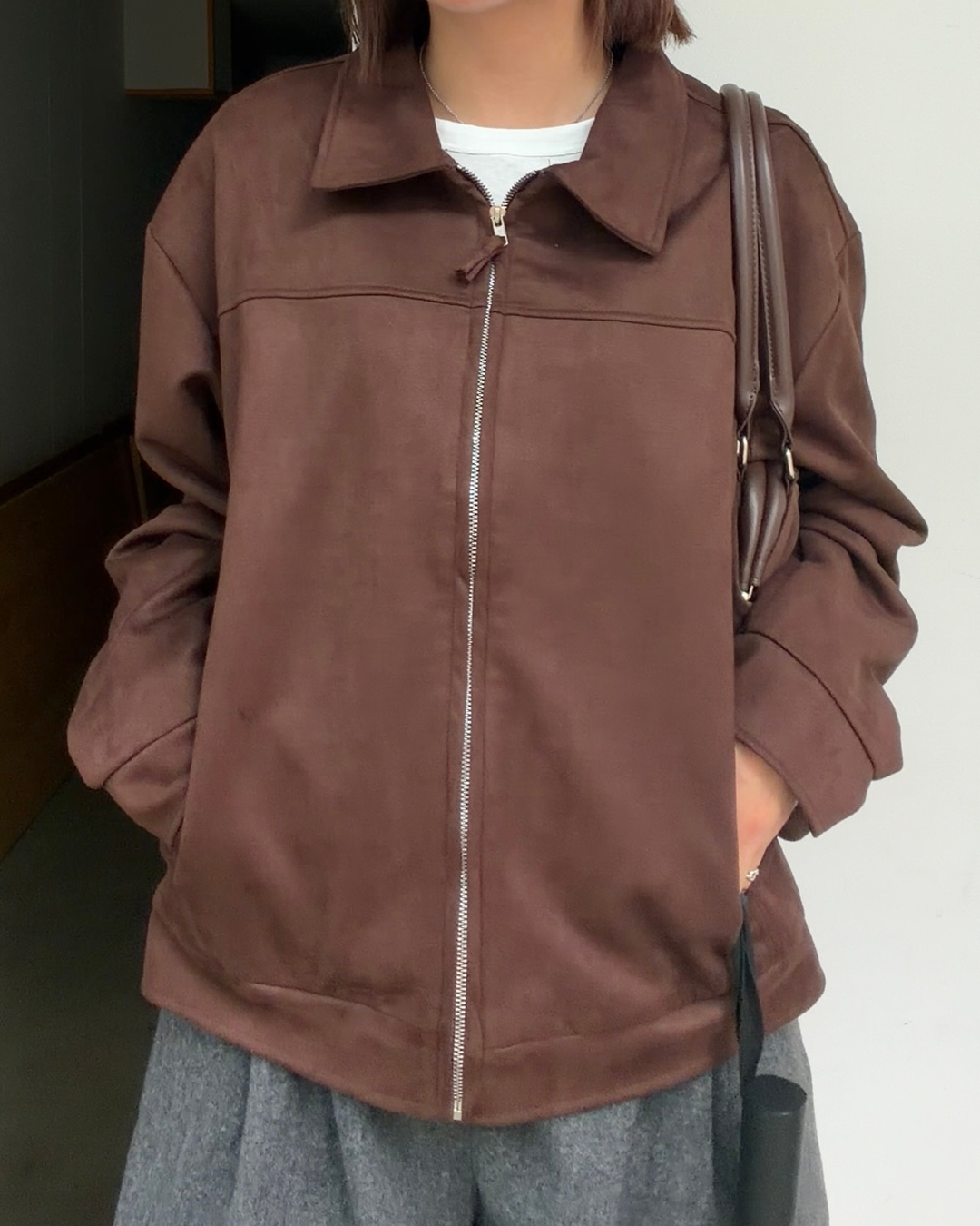 スエードライクジップアップジャケット K3651